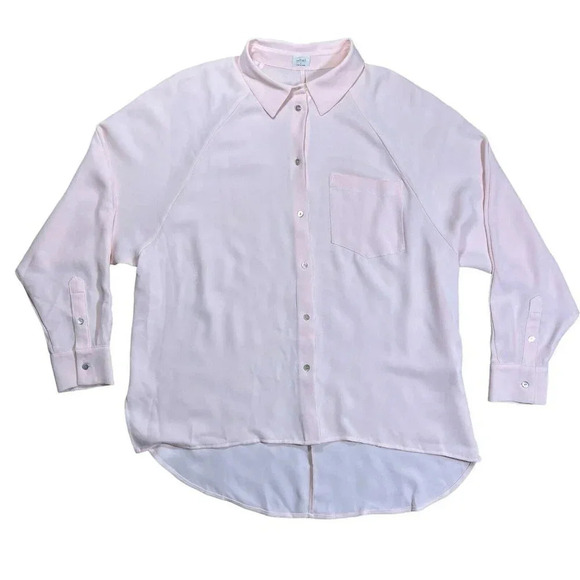 Aritzia Wilfred Oversized Boyfriend Button Up Blouse Light Pink Soft Size Small - Picture 1 of 5